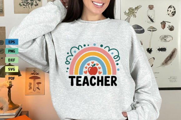 Rainbow Teacher Design for Embroidery Projects